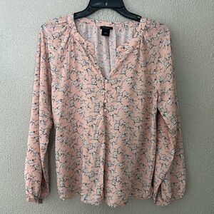 Women’s Ann Taylor Factory Top, Small, Pink, Crane Bird, Spring
